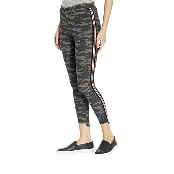 Nicole Miller Camouflage Cropped Skinny Denim Pants with Side Stripes Size 27 - Picture 2 of 11